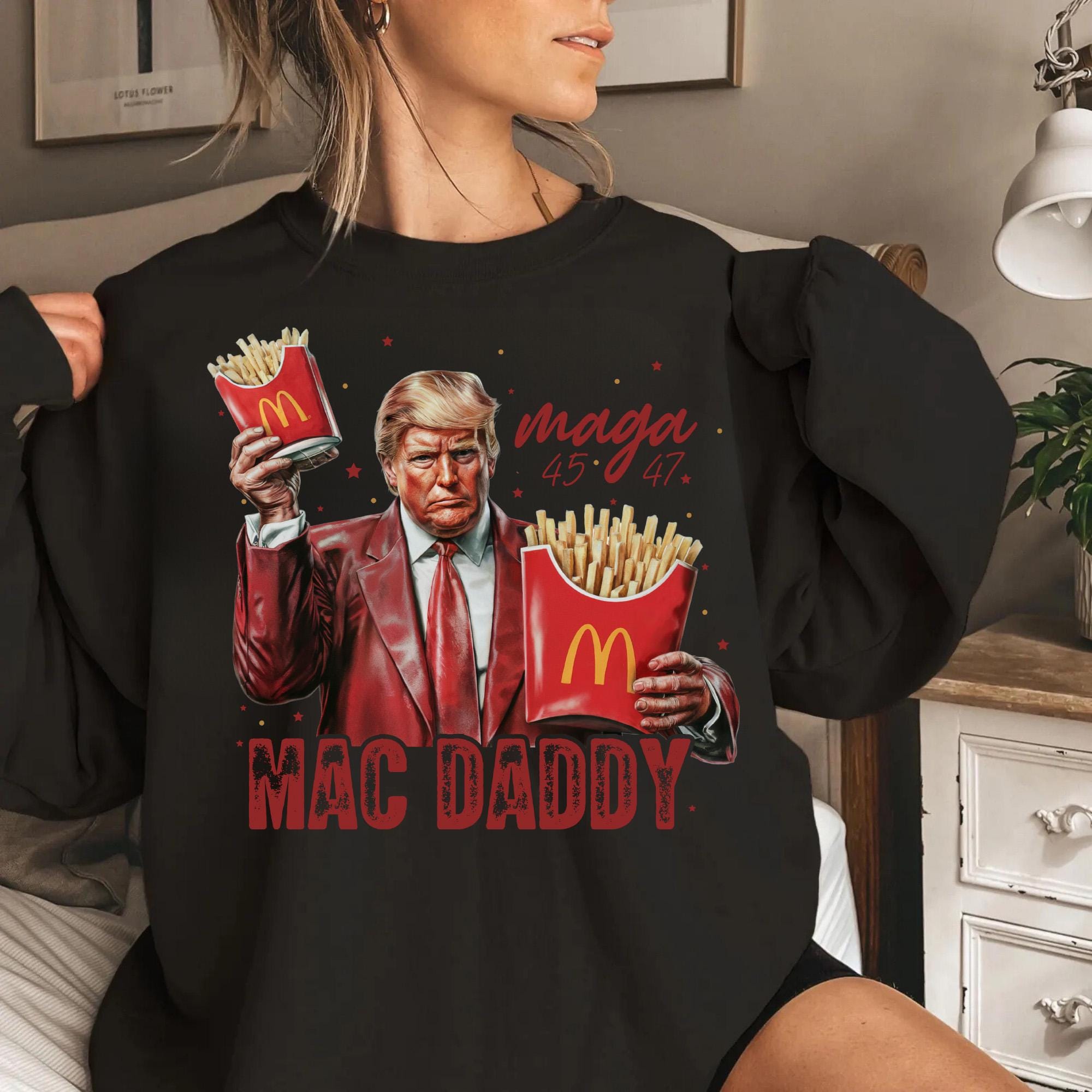 Funny Trump Fries Making Fries Humor Middle Class Kamala Election Maga 2024 Voter Republican Fast Food Mac Daddy Hamburger Png Sublimation