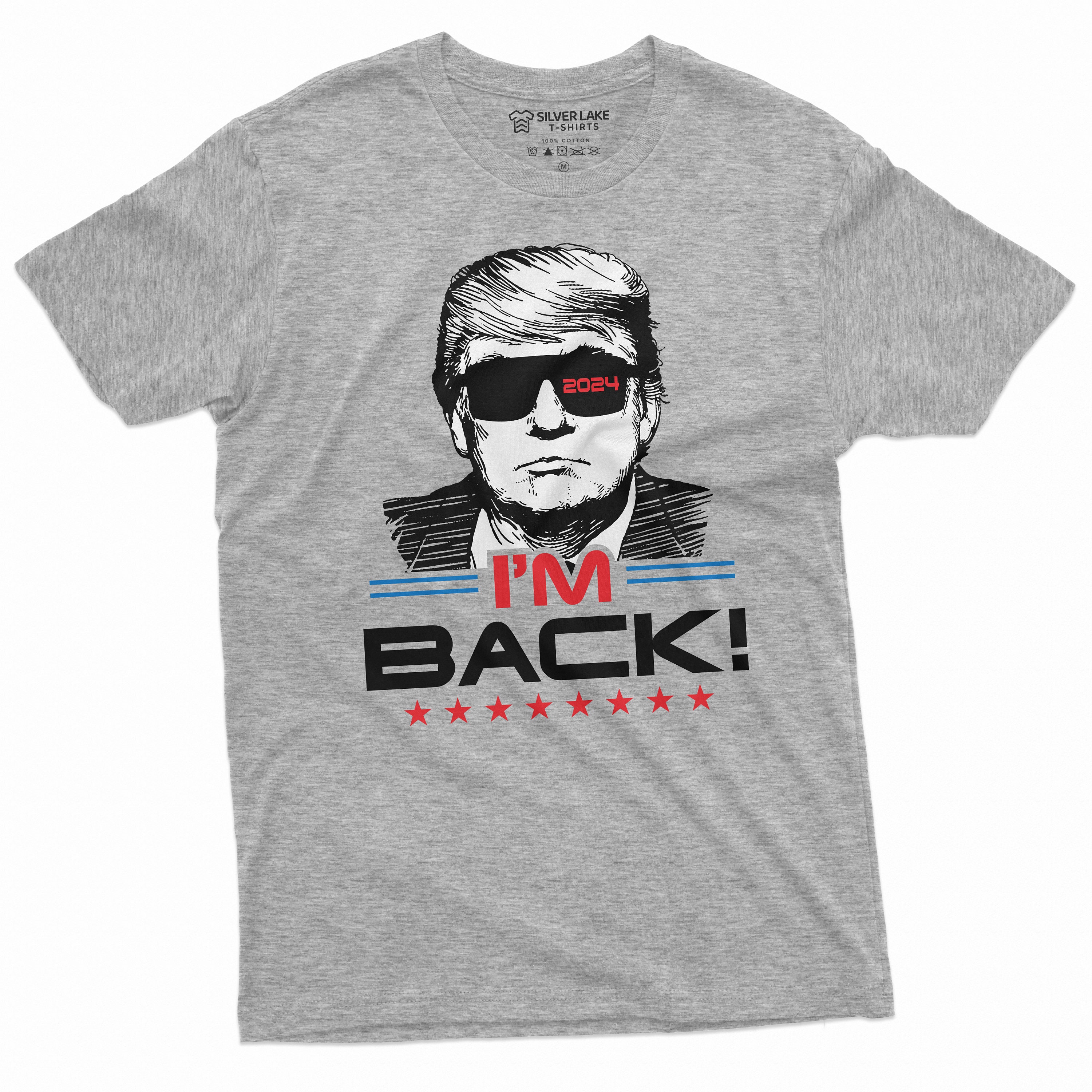 Men's I'm Back Trump T-shirt Donald Trump 2024 Re-election Tee Shirt Presidential Elections Of 2024 Republican Conservative Party Tee