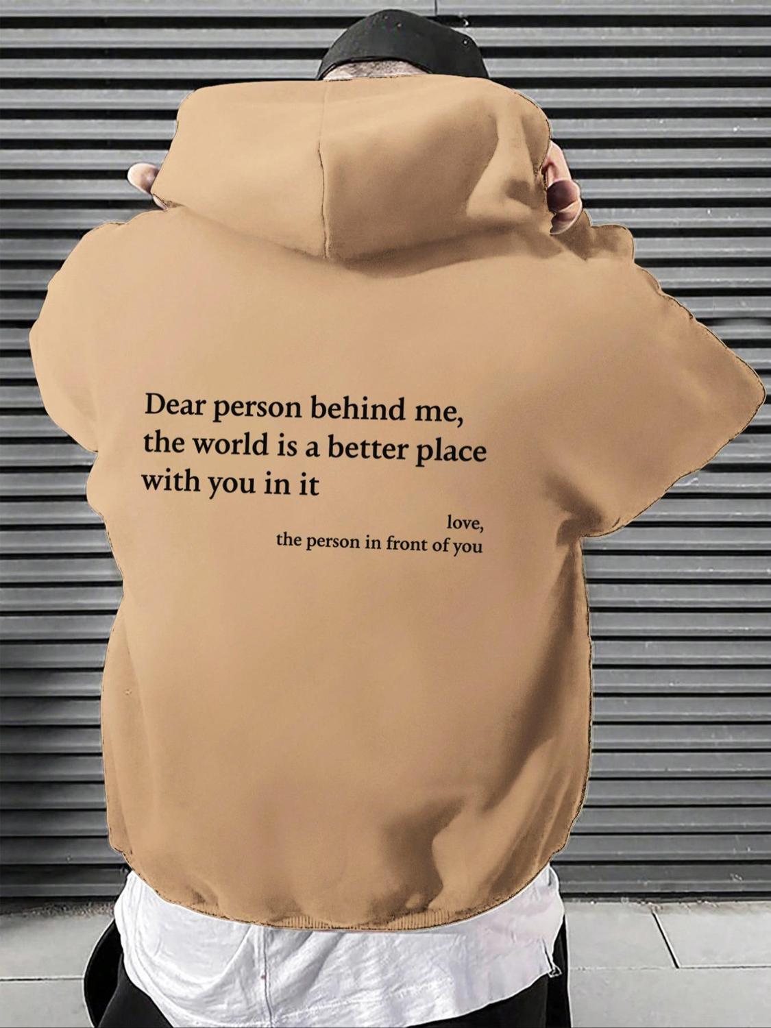 Please Purchase A Size Up Men's Letter Pocket Drawstring Graphic Hoodie Mufti Clothes Drop Shoulder Longsleeves Sweatshirt Pullover Back To School Streetwear Fall Clothes Spring Fall Going Out Outfits Fall Outfits Fallfreshness Sweatshirts