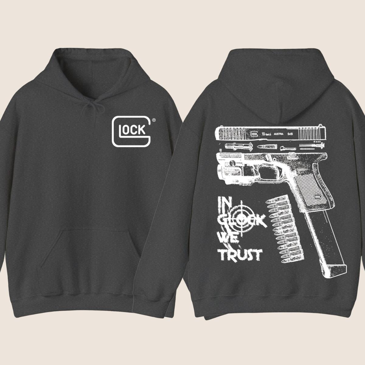 In Glock We Trust Hoodie - Glock Hoodie - Full Color Double Sided - Men's Women's Classic Fit Long Sleeve Hoodie - Menswear