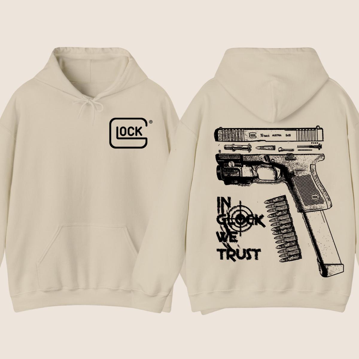 In Glock We Trust Hoodie - Glock Hoodie - Full Color Double Sided - Men's Women's Classic Fit Long Sleeve Hoodie - Menswear