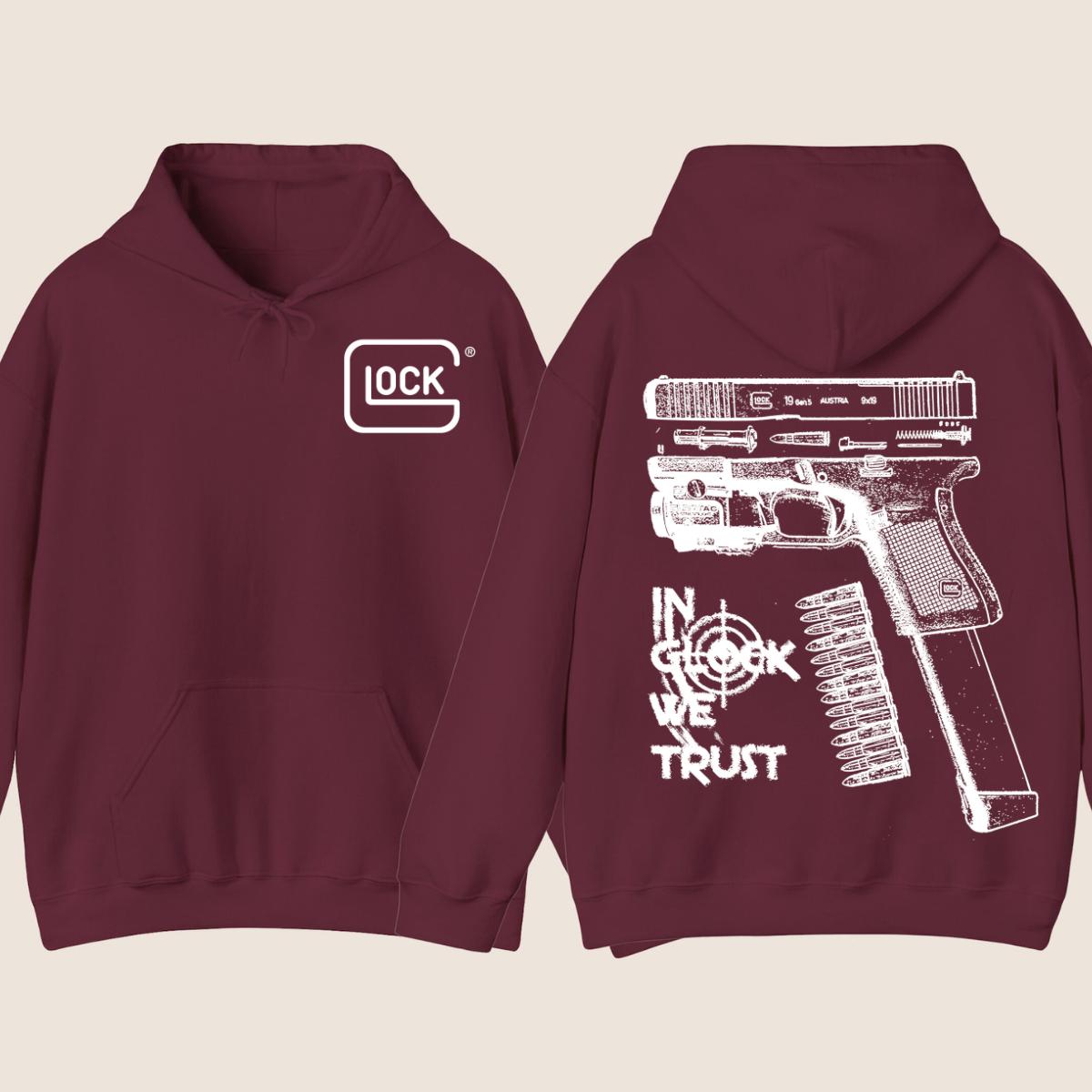 In Glock We Trust Hoodie - Glock Hoodie - Full Color Double Sided - Men's Women's Classic Fit Long Sleeve Hoodie - Menswear