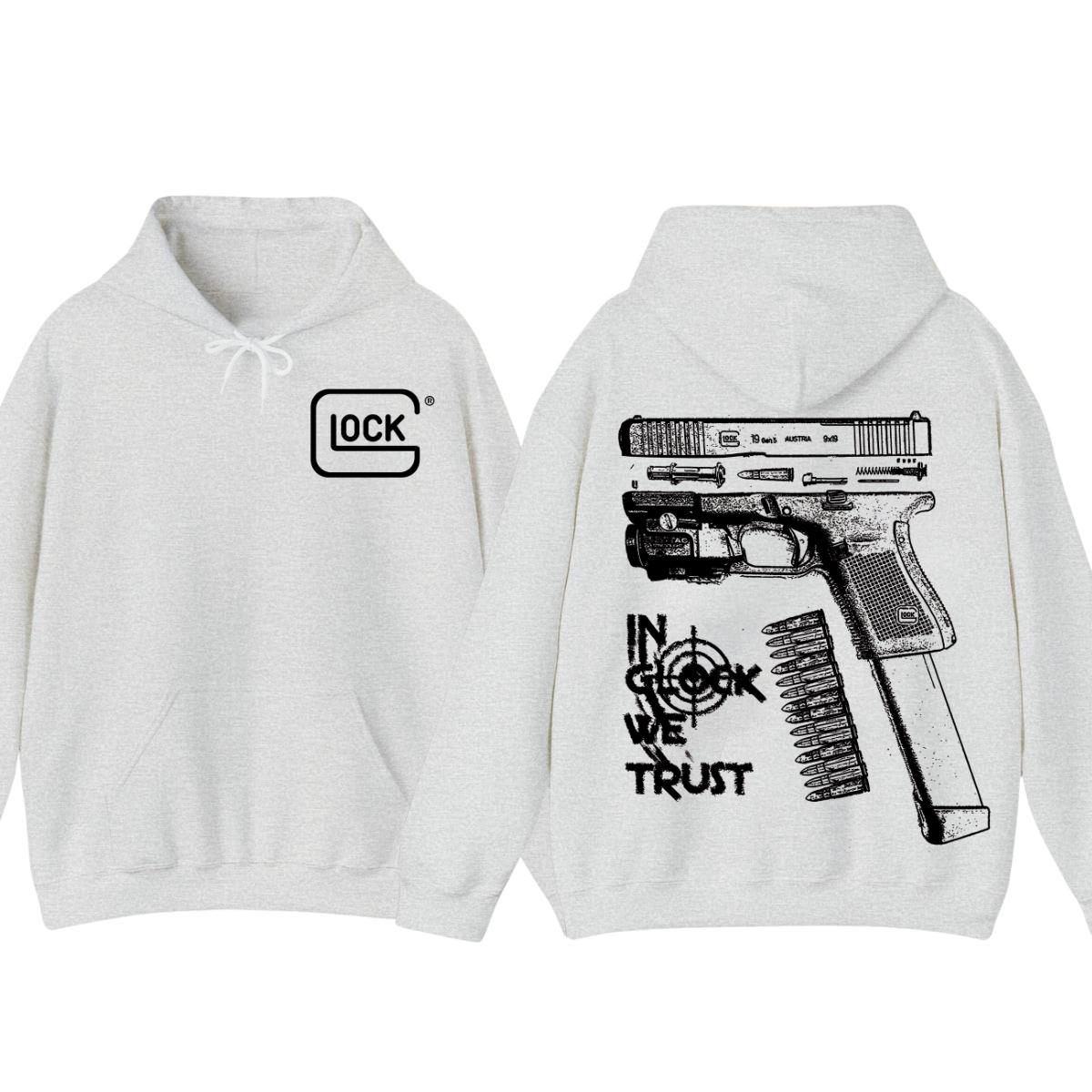 In Glock We Trust Hoodie - Glock Hoodie - Full Color Double Sided - Men's Women's Classic Fit Long Sleeve Hoodie - Menswear