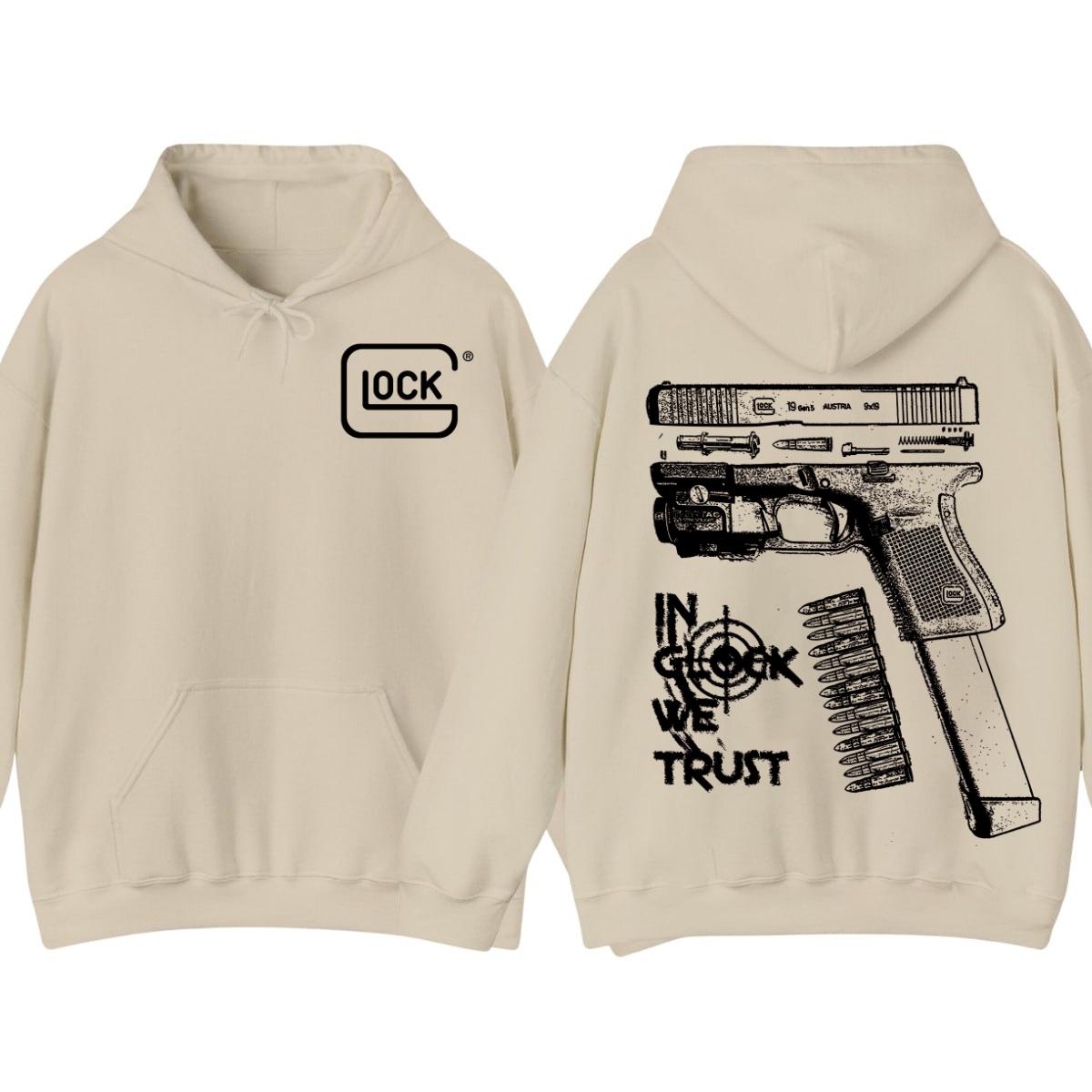 In Glock We Trust Hoodie - Glock Hoodie - Full Color Double Sided - Men's Women's Classic Fit Long Sleeve Hoodie - Menswear