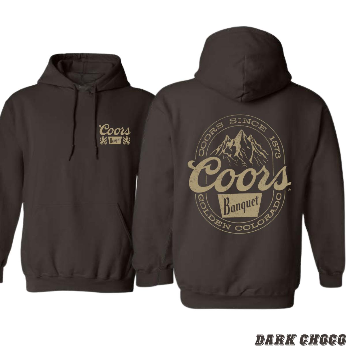 Coors Banquet Hoodie - Classic And Rugged Design Featuring Retro Coors Logo With Mountain Graphics Tiktok Shop Store Perfect For Beer Enthusiasts And Outdoor Adventurers Comfortable Black Unisex Hoodie For Everyday Wear Menswear Sweaters Coquette