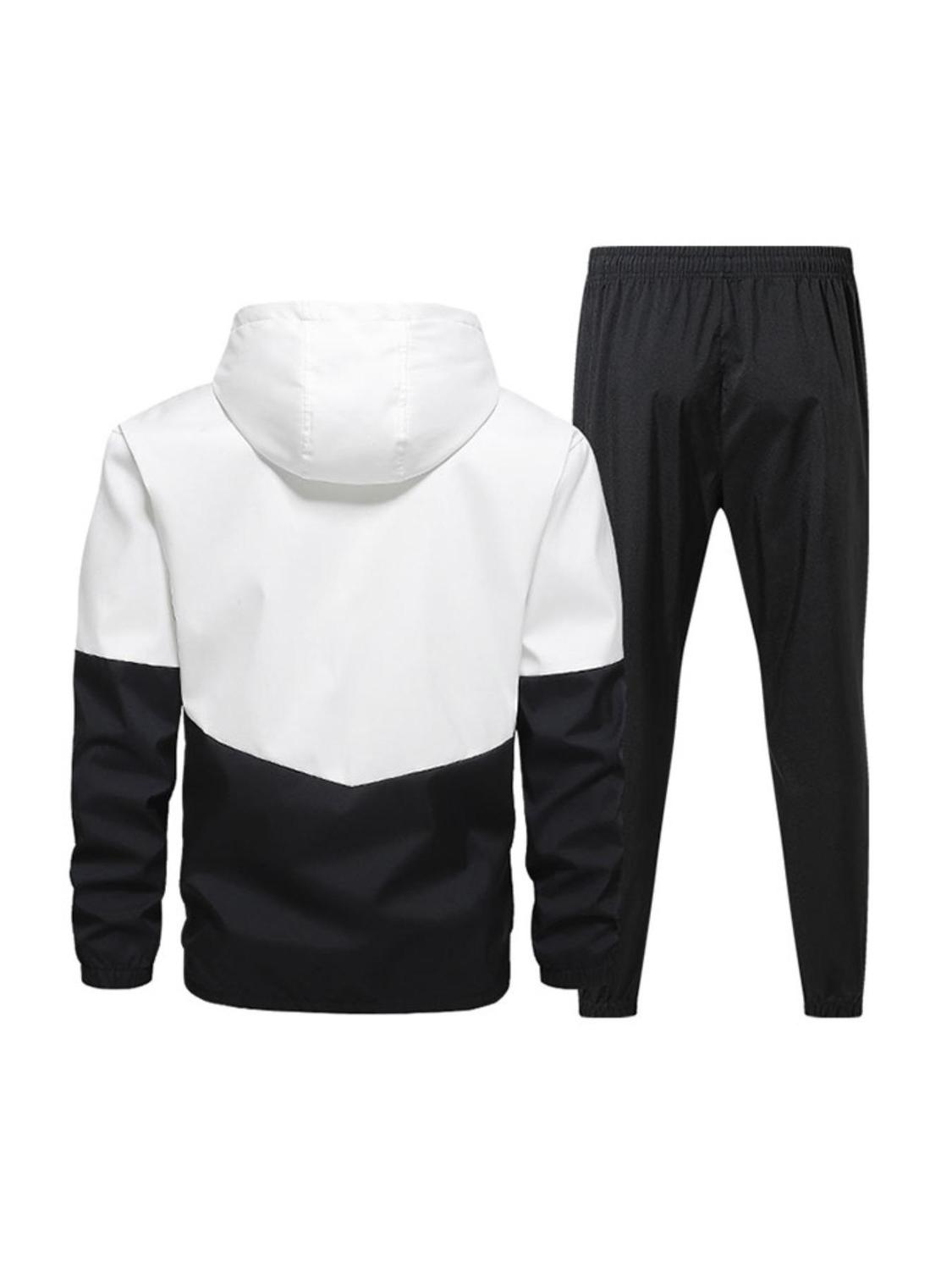 Two-piece Set Men's Colorblock Drawstring Zip Up Hoodie Elastic Waist Sweatpants Regular Fit Casual Long Sleeve Hooded Jacket Trousers For Fall Winter Men's Outfits For Daily Wear Starboy Outfits