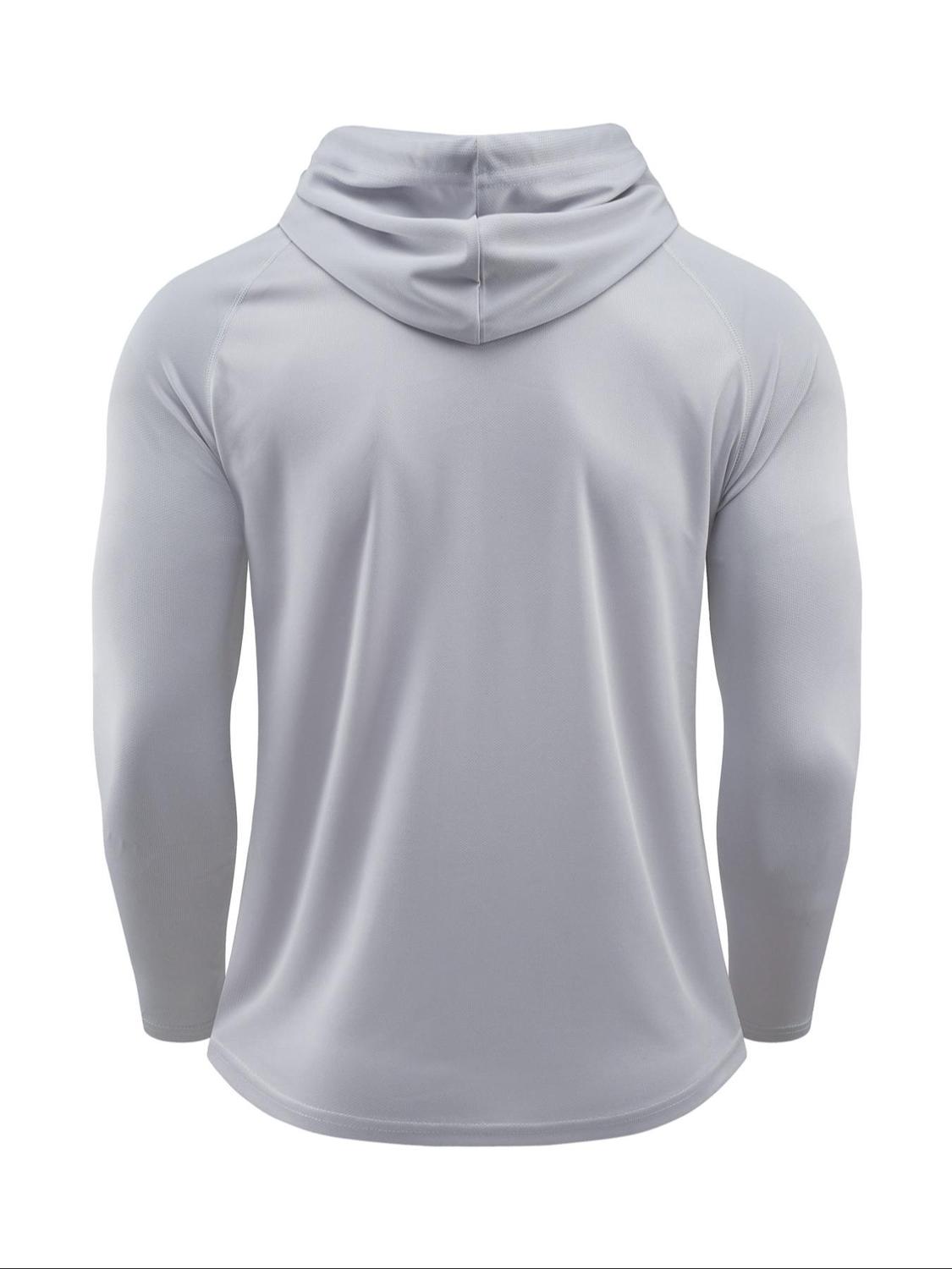 Men's Solid Long Sleeve Drawstring Hoodie Tee Casual Sporty Hooded Sweatshirt For Running Gym Workout Men's Sport Outdoor Clothing For Spring Fall