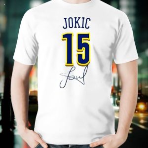 15 Nikola Jokic Denver Nuggets With Signature T-Shirt