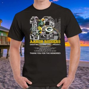 Aaron Rodgers 12 Green Bay Packers 2005 ? PresenThank You For The Memories Signature T-Shirt