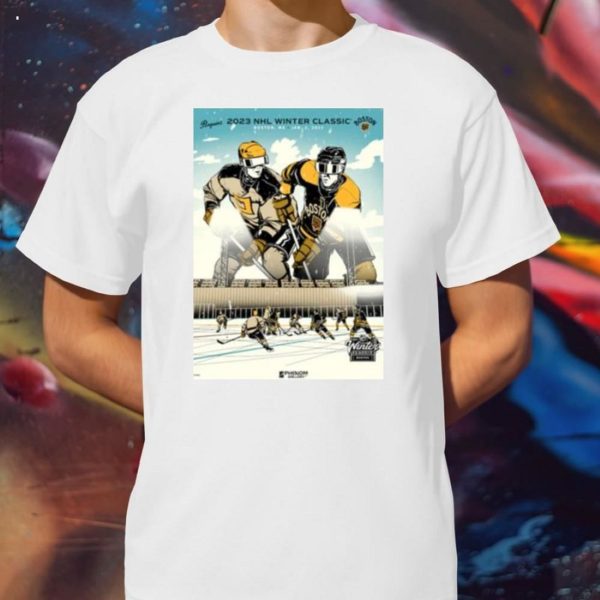Boston Bruins vs Penguins 2023 NHL winter classic poster T-Shirt