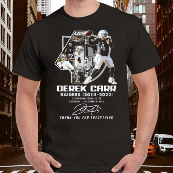 Derek Carr Raiders 2014 – 2022 Thank You For Everything Signature T-Shirt