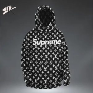 Louis Vuitton Supreme Black Hoodie Luxury Brand Clothing Clothes Outfits Gift For Men Women Luxury Hoodie Outfit For Fall Outfit