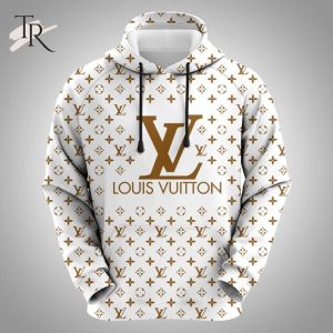 Louis Vuitton Brown White Unisex Hoodie For Men Women Luxury Brand Lv Clothing Clothes Outfit Luxury Hoodie Outfit For Fall Outfit