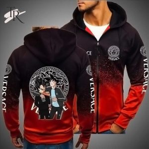 Versace Songoku And Vegeta Unisex Hoodie Luxury Brand Outfit For Men Women Luxury Hoodie Outfit For Fall Outfit