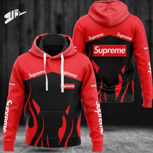 Louis Vuitton Supreme Red Black Luxury Brand Hoodie For Men Women Luxury Hoodie Outfit For Fall Outfit