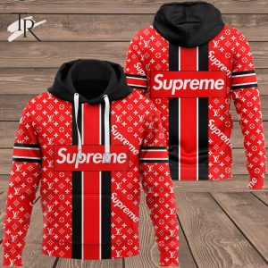 Louis Vuitton Supreme Red Luxury Hoodie For Men Women Luxury Hoodie Outfit For Fall Outfit