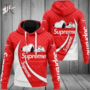 Louis Vuitton Supreme Snoopy Red Luxury Brand Hoodie For Men Women Luxury Hoodie Outfit For Fall Outfit
