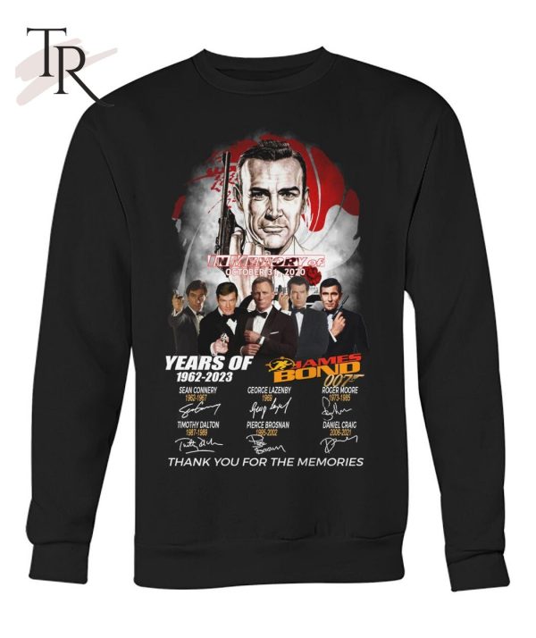 In Memory Of October 31, 2020 James Bond 61 Years Of 1962 – 2023 Thank You For The Memories T-Shirt
