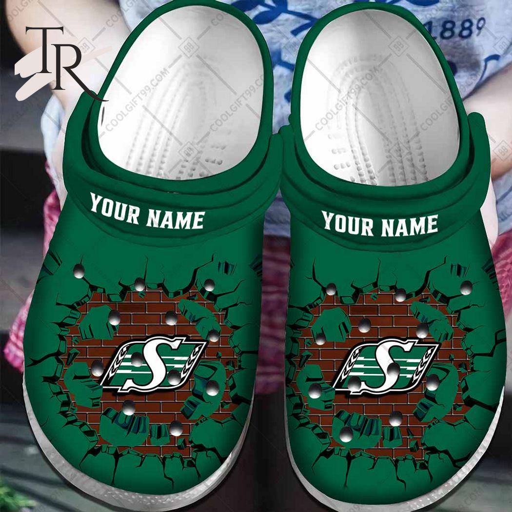 Personalized CFL Saskatchewan Roughriders Broken Wall Crocs - Torunstyle