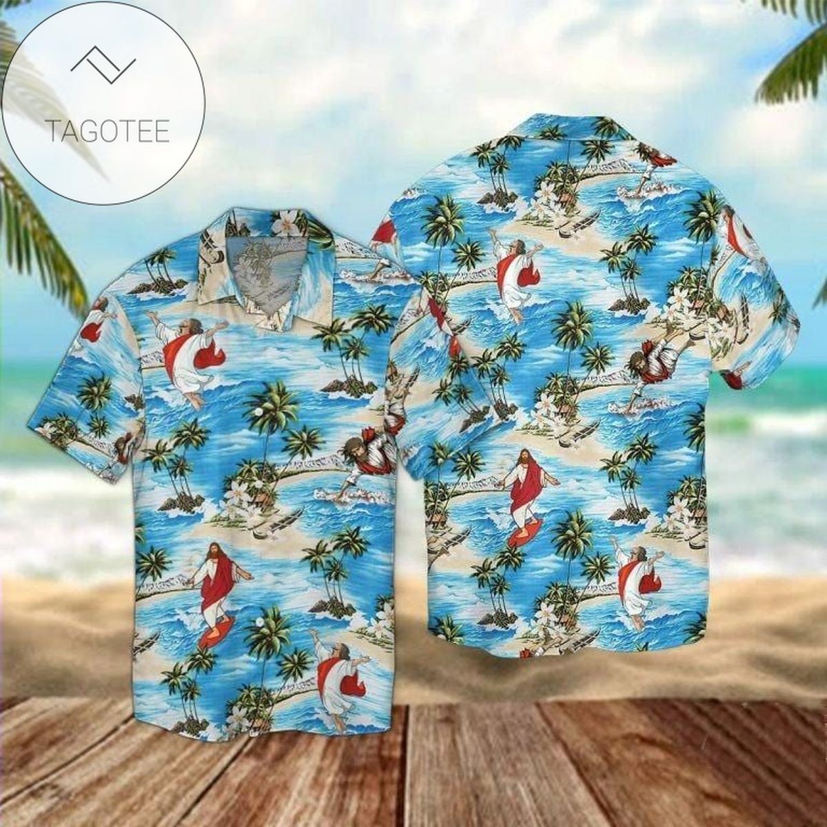 2022 Authentic Hawaiian Shirts Funny Jesus Surfing