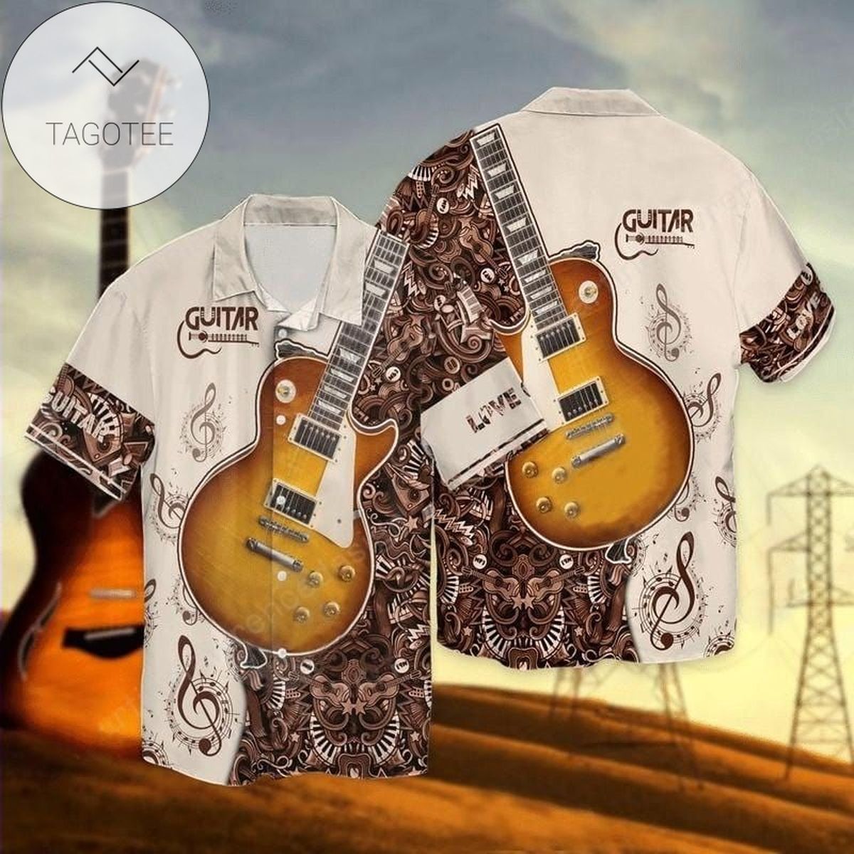 2022 Authentic Hawaiian Shirts Guitar And Rose Garden