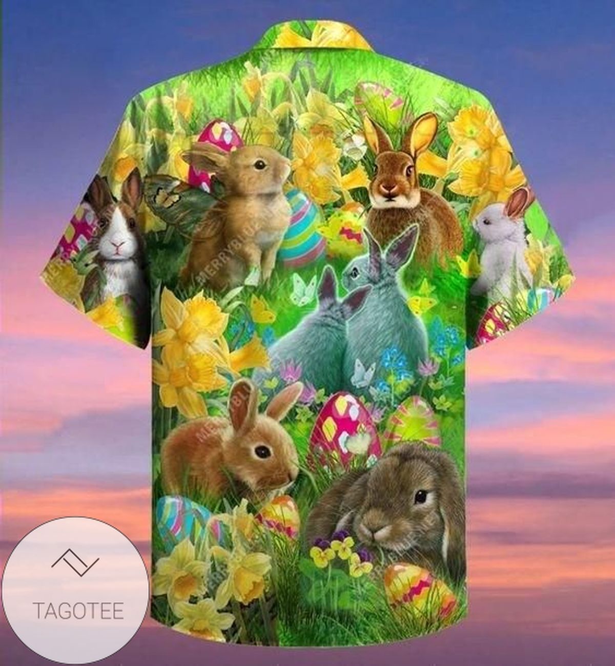 2022 Authentic Hawaiian Shirts Happ Easter Day Neon Light Bunny 1103dh