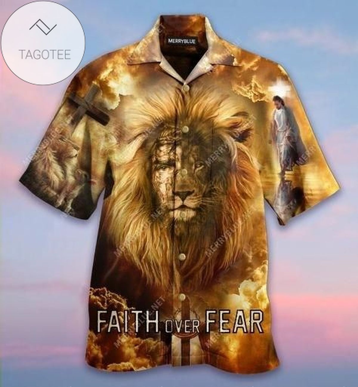 2022 Authentic Hawaiian Shirts Lion Jesus Faith Over Fear