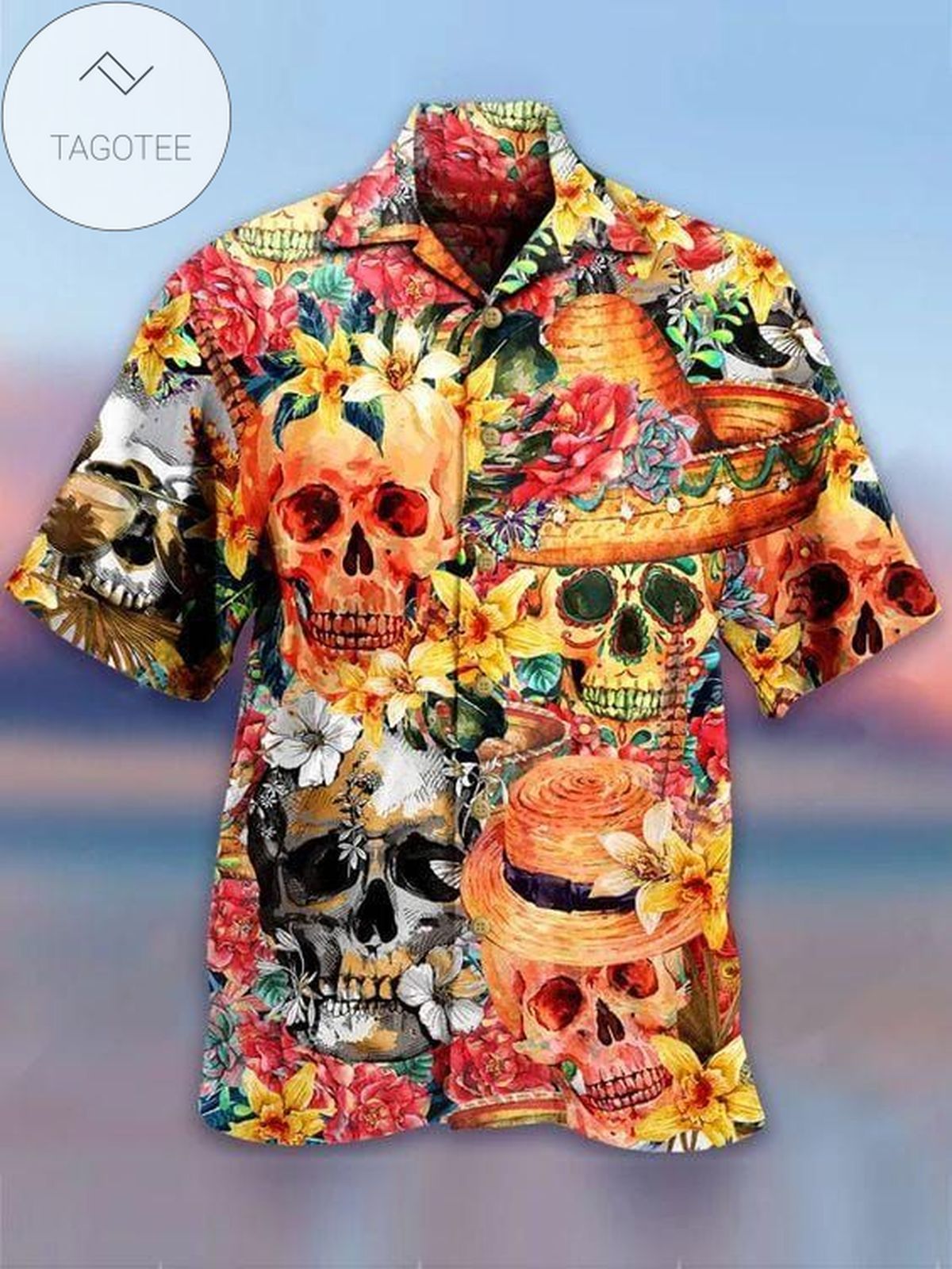 2022 Authentic Hawaiian Shirts Skull Black And White Flowers