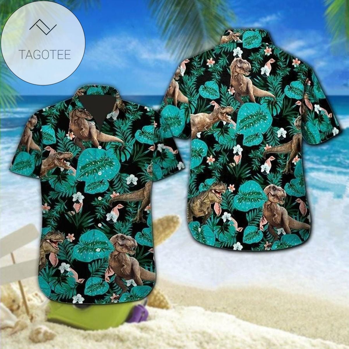 2022 Authentic Hawaiian Shirts T-rex Rock Guitar Living By My Rule