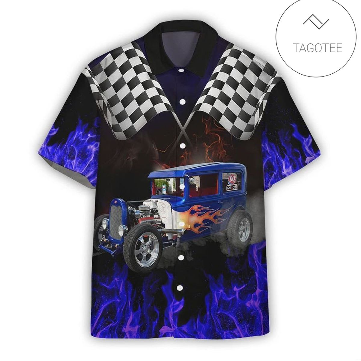 3D AOP Rod Car Racing Black Purple Ver Custom Hawaiian Shirt