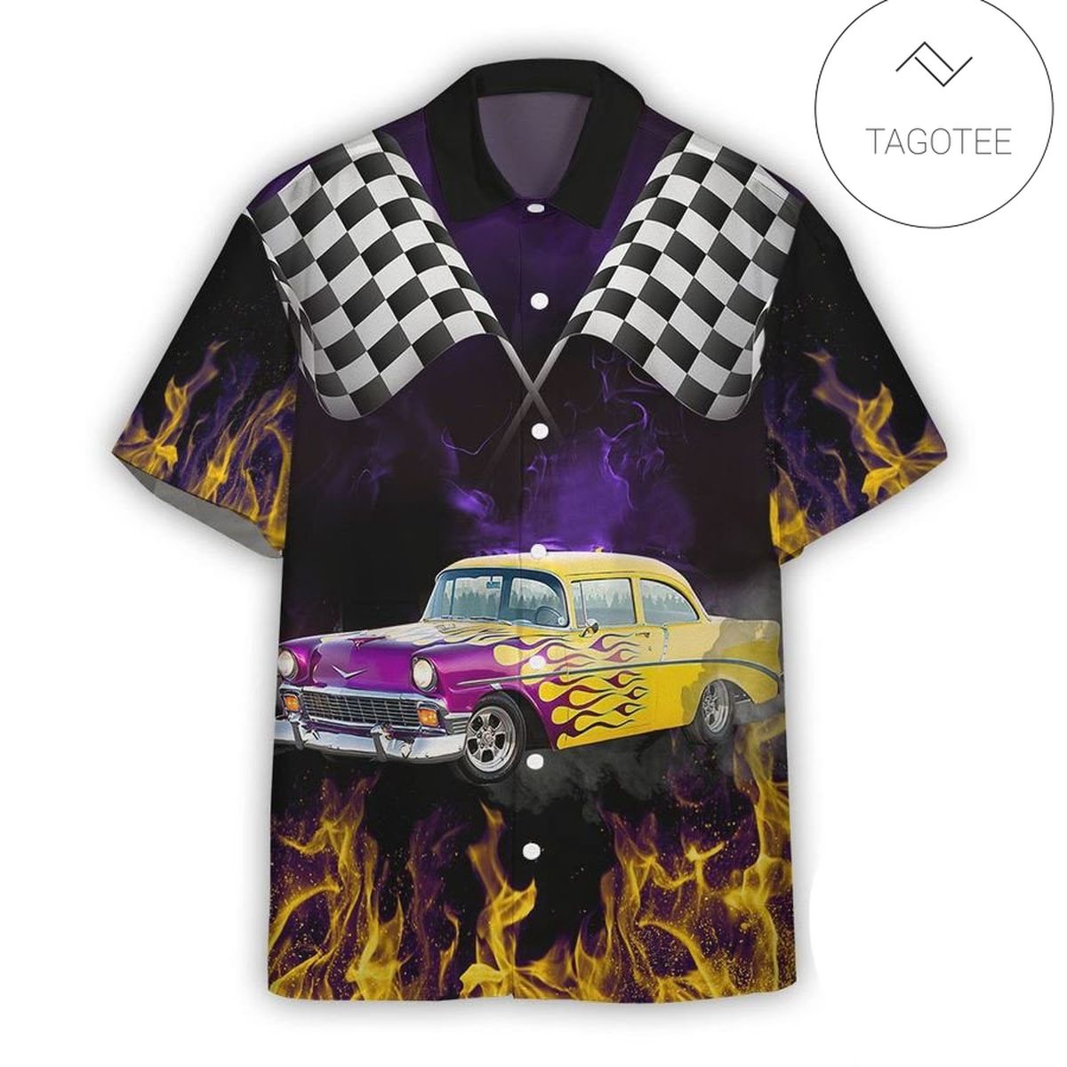 3D AOP Rod Car Racing White Ver Custom Hawaiian Shirt