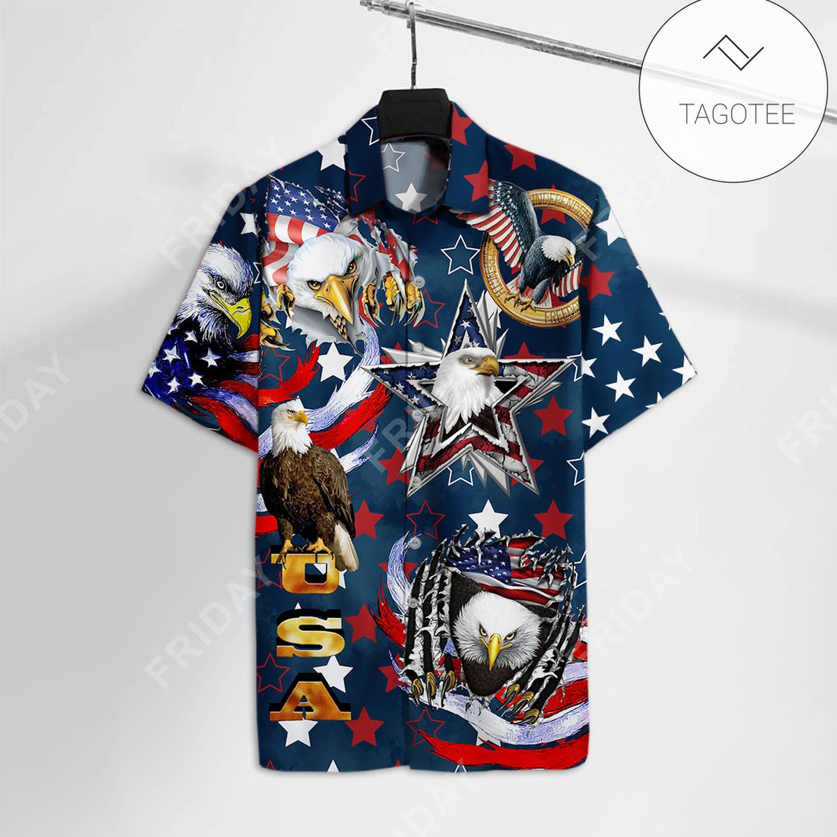 4th Of July Independence American Flag Jesus For Men And Women Graphic Print Short Sleeve Hawaiian Casual Shirt