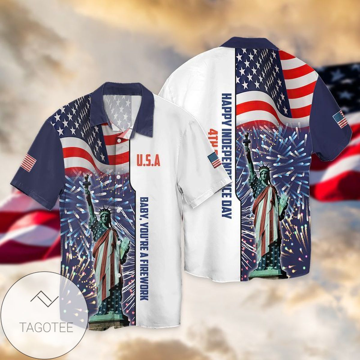 4th Of July Independence Day American Flag Baseball For Men And Women Graphic Print Short Sleeve Hawaiian Casual Shirt