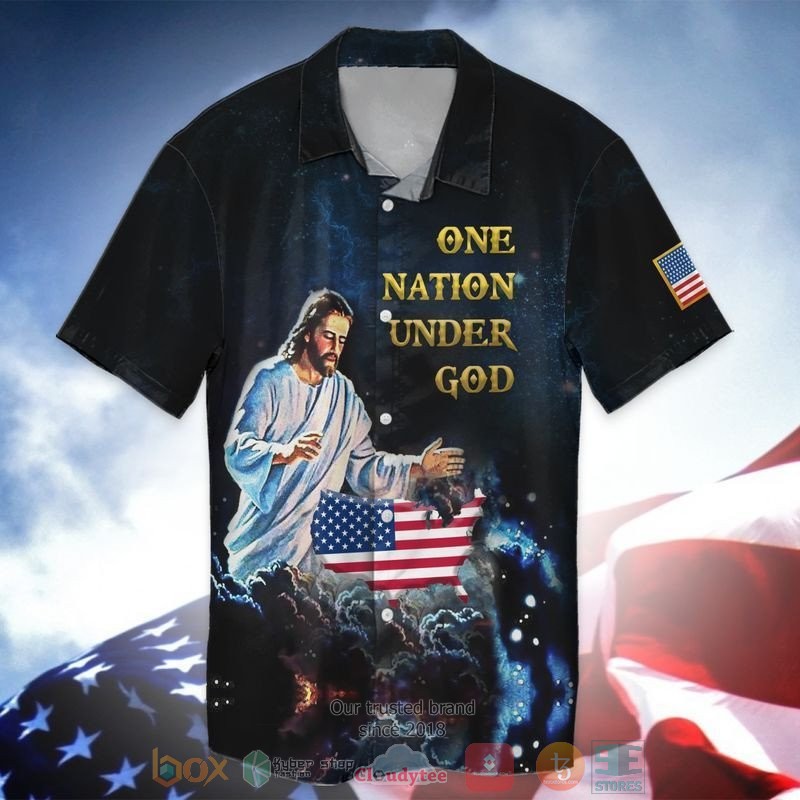 4th Of July Independence Day American Flag Jesus Police Officer Back The Blue Hawaiian Shirt