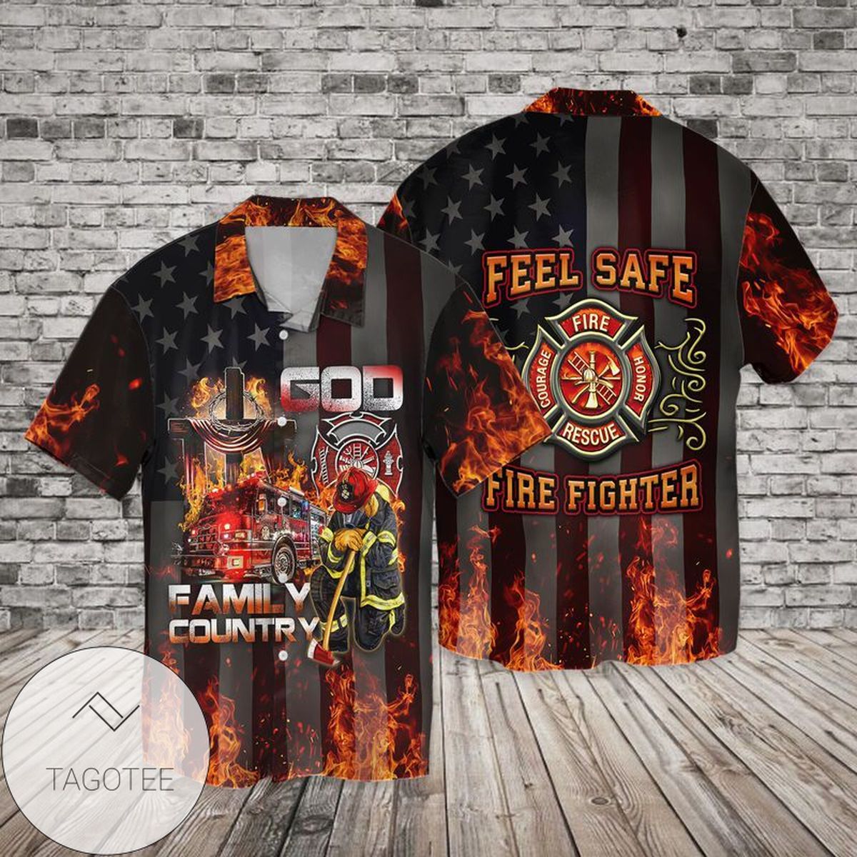 4th Of July Independence Day Memorial Day Firefighter Graphic Print Short Sleeve Hawaiian Casual Shirt