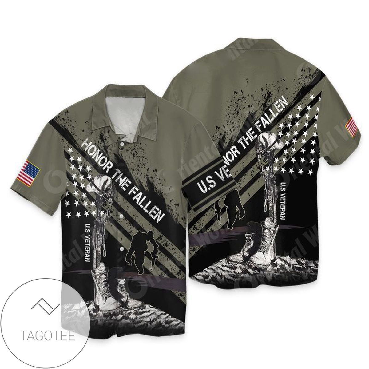 4th Of July Independence Day Memorial Day Veteran Graphic Print Short Sleeve Hawaiian Casual Shirt