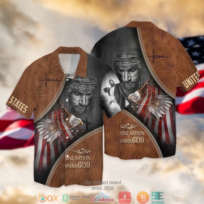 4th Of July Independence Day United States One Nation Under God Jesus Short Sleeve Hawaiian shirt