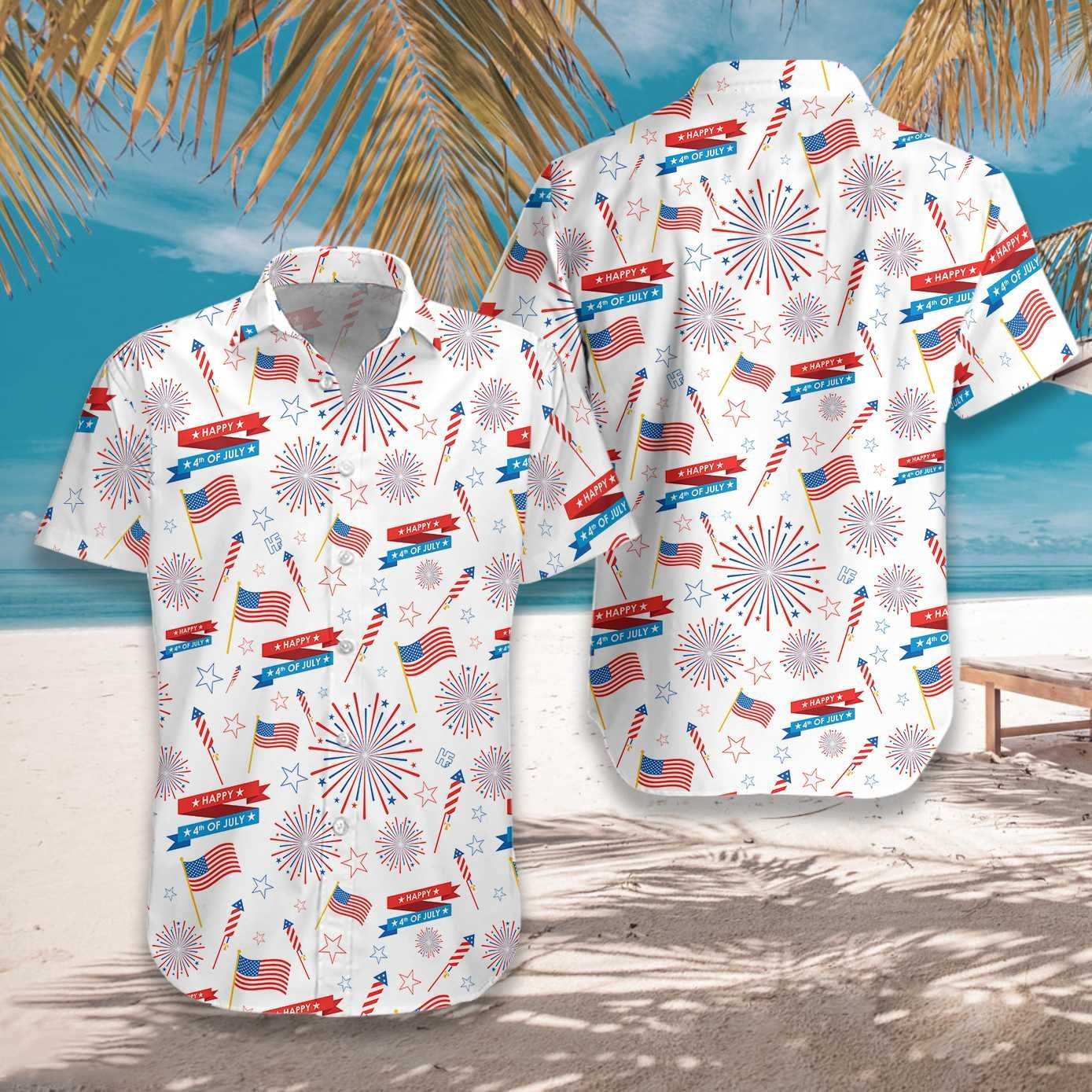 4th Of July Us Flag Usa Seamless Pattern Hawaiian Shirt For Men Women