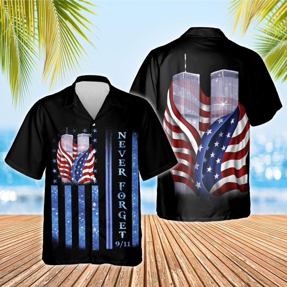 911 Never Forget American Flag Hawaiian Shirt For Men Women