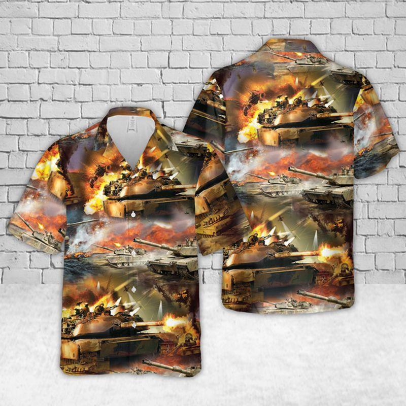 Abrams Battle Tank Flag Hawaiian Shirt Set For Men Women