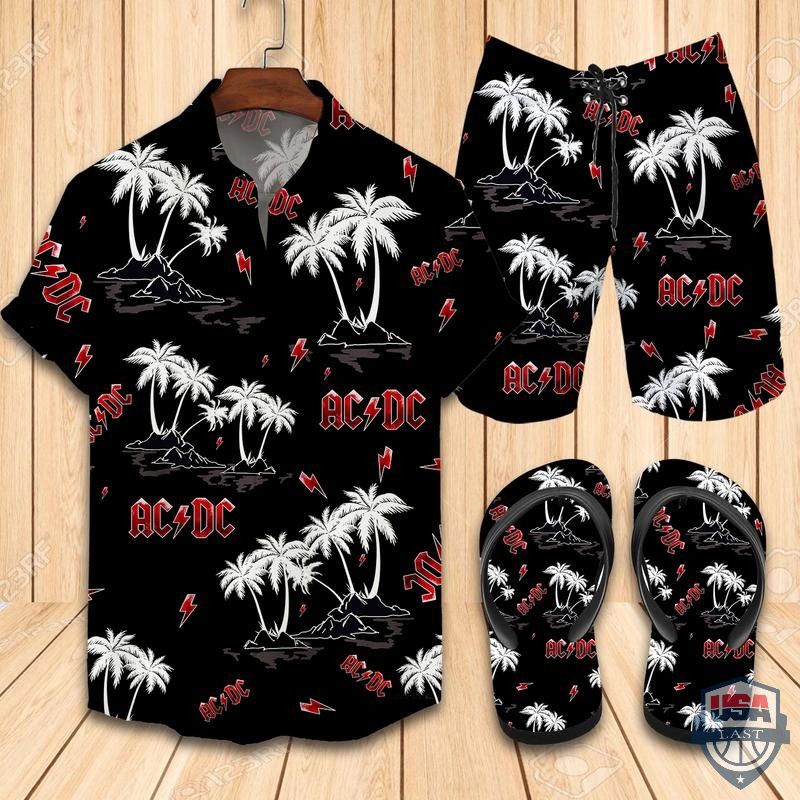 AC DC Hawaiian Shirt, Short And Flip Flops