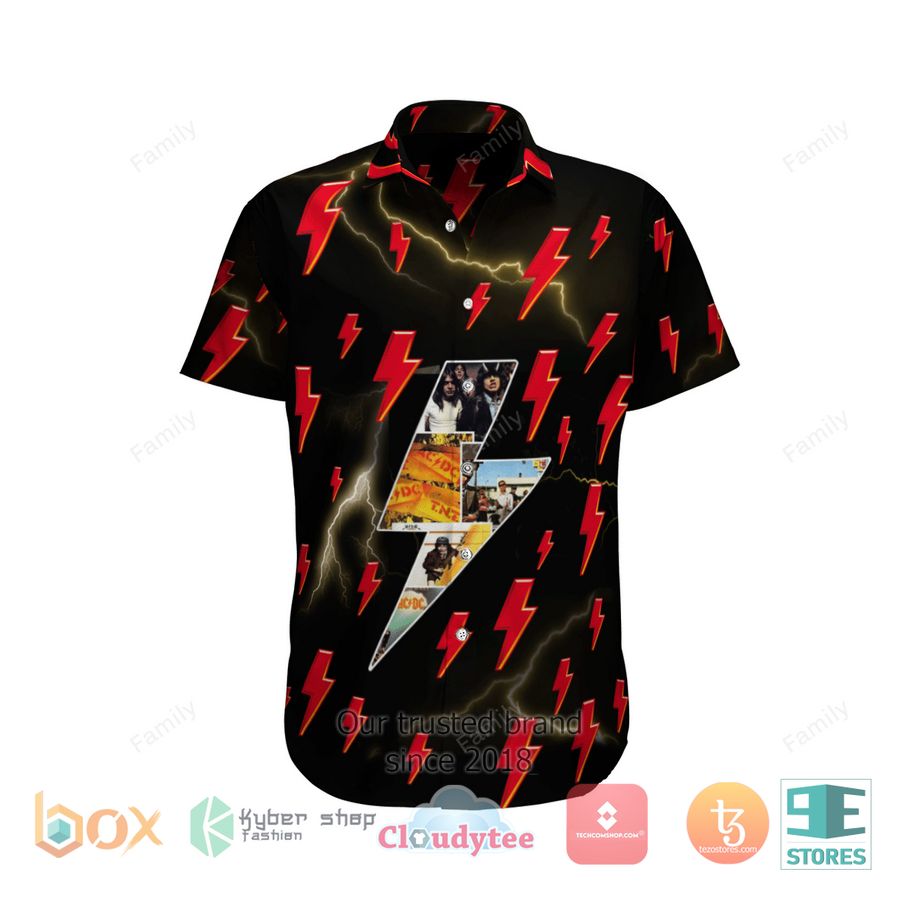 AC DC Red Lightning Black Hawaiian Shirt