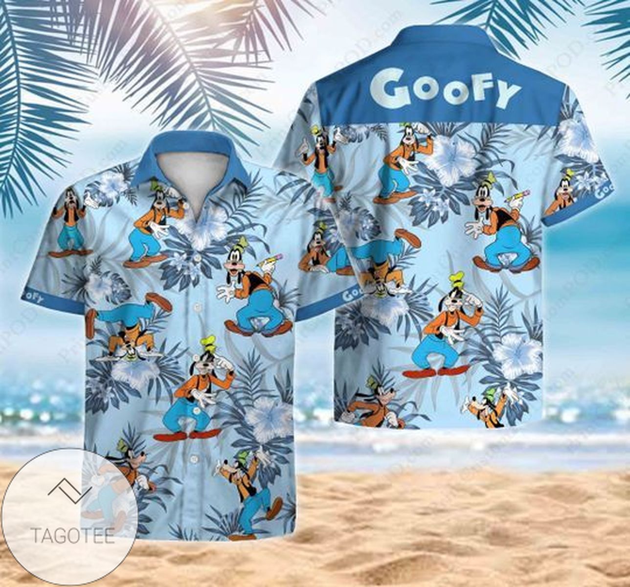 Adu A Goofy Movie Graphic Print Short Sleeve Hawaiian Casual Shirt