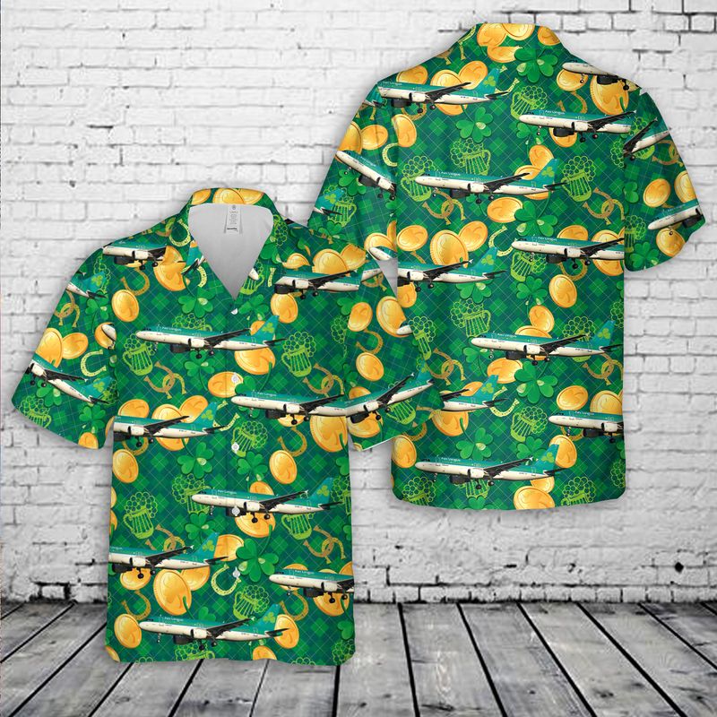 Aer Lingus Airbus A320 Saint Patricks Day Hawaiian Shirt