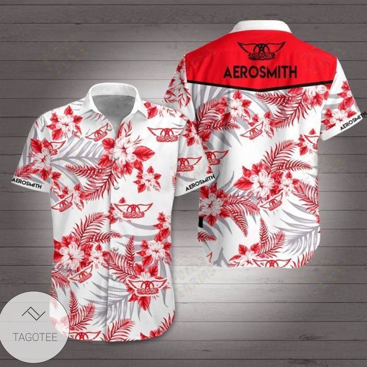 Aerosmith Hawaiian Graphic Print Short Sleeve Hawaiian Casual Shirt