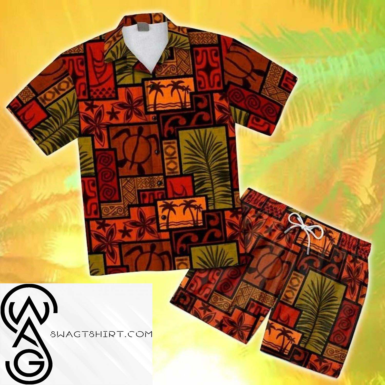 African Pattern All Over Print Hawaiian Shirt And Beach Shorts