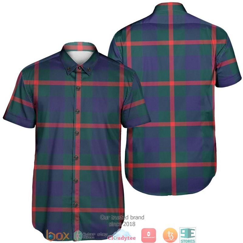 Agnew Modern Tartan Crest Short Sleeve Hawaiian Shirt