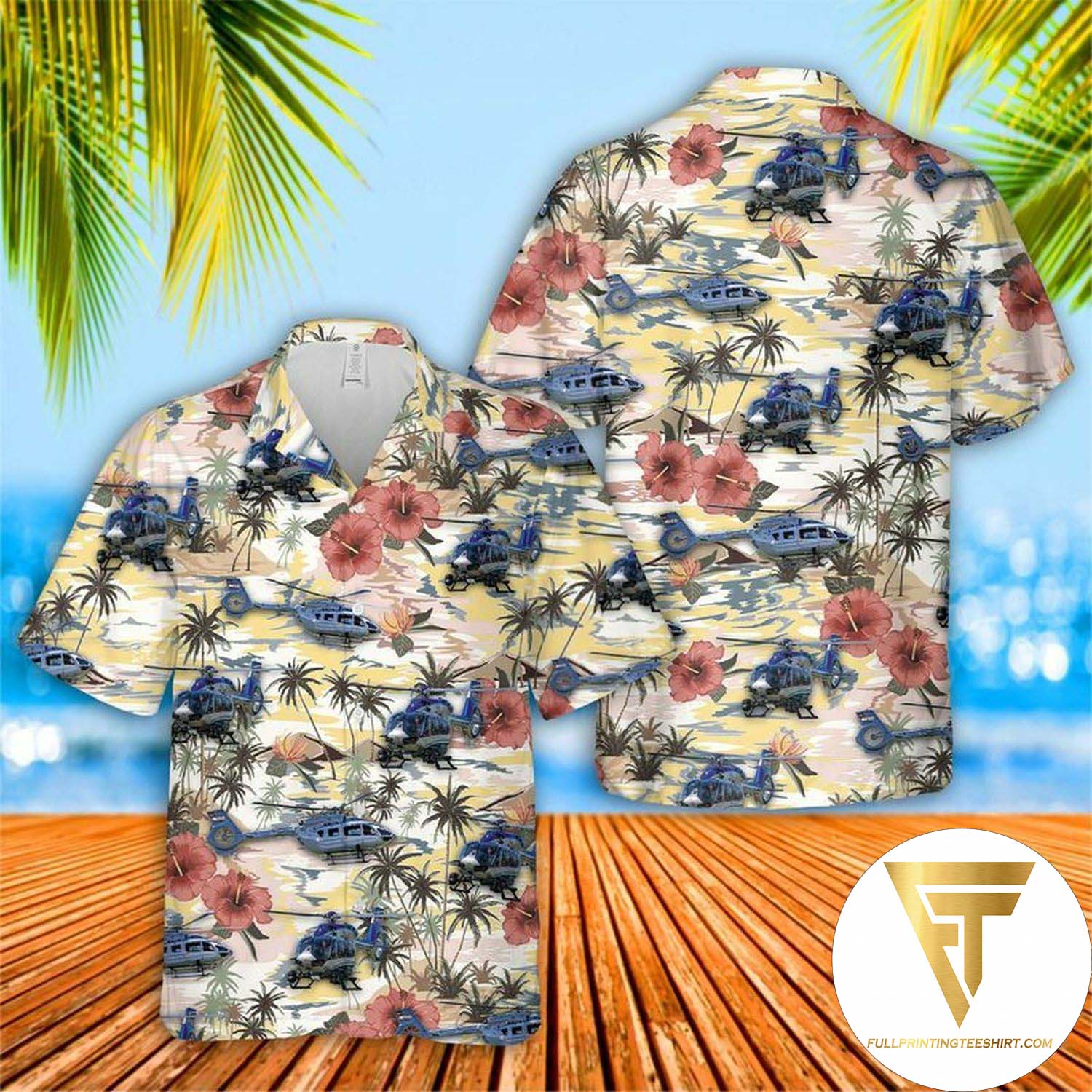 Airplane And Girls Hula Dancing Full Printing Hawaiian Shirt