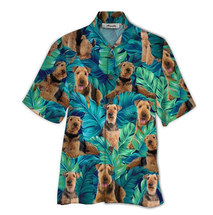 Airedale Terrier Tropical Green Amazing Design Hawaiian Shirt For Men Women