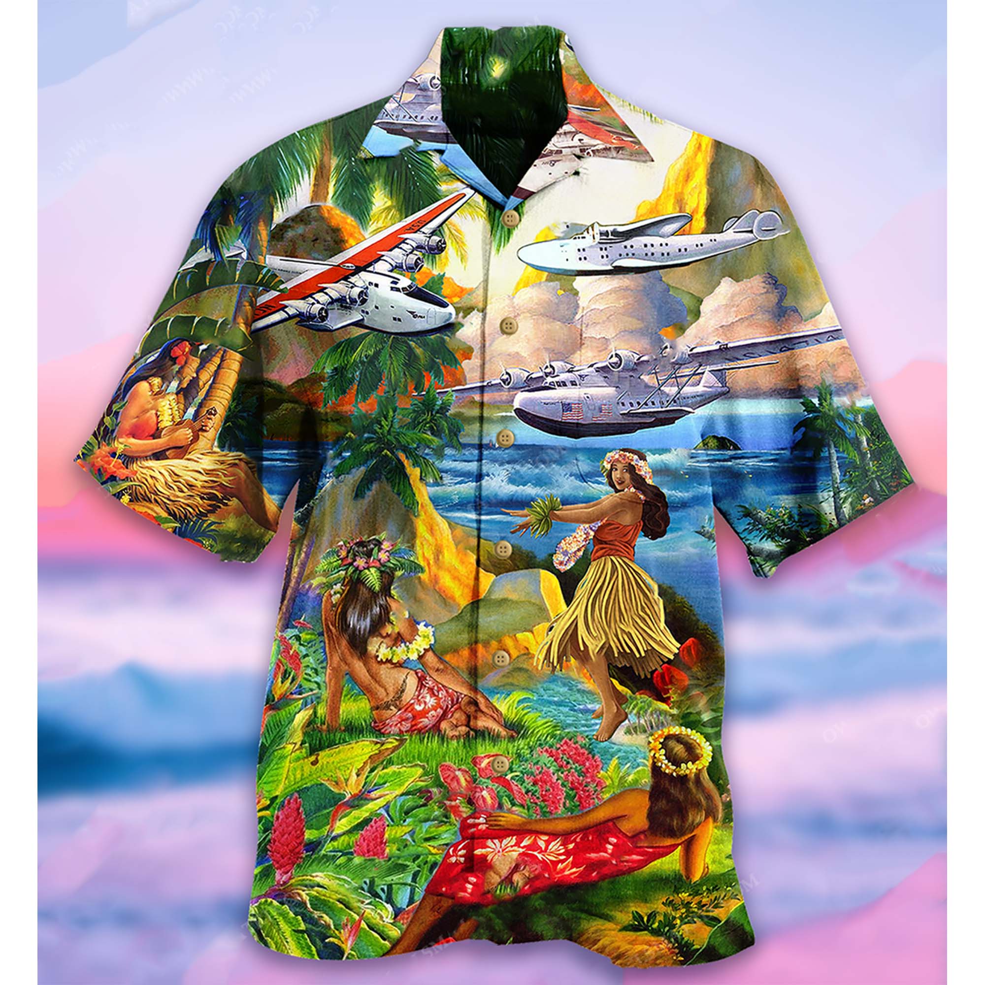 Airplane Hawaiian Shirt For Men Women